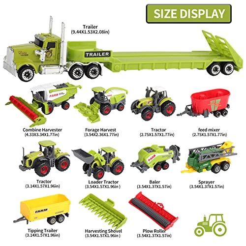 image for Oriate Kids Farm Toys Realistic Tractor Vehicle Playset, Diecast Car S