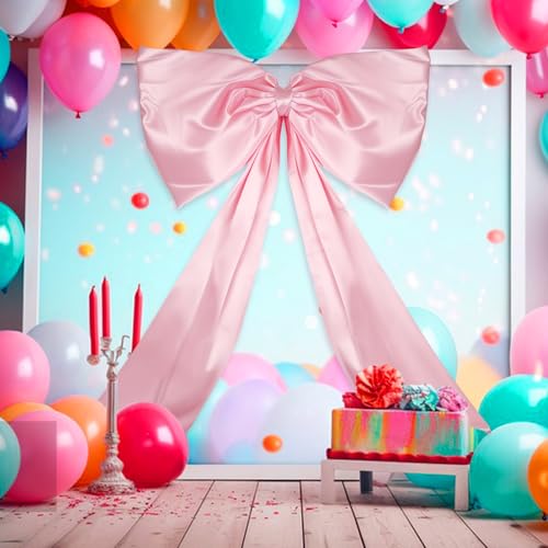 24 x 36 Inches Large Pink Bow Decor,Coquette Room Decor,Giant Pink Bow Room Wall Decor,Baby Shower Birthday Party Backdrop Wall Wedding Party Christmas Tree Decorations(Pink)