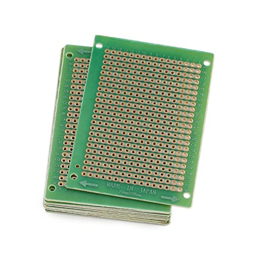 10-Pieces 50mm x 70mm Copper Strip PCB Board, 368 Holes Perfboard, Universal Stripboard Printed Circuit Board for Soldering Prototyping Testing Repair DIY
