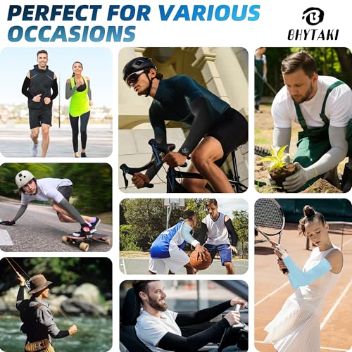 Image of BHYTAKI UV Sun Protection Arm Sleeves, UPF 50 Sports Cooling Arm Compression Sleeves for Men Women Teenager