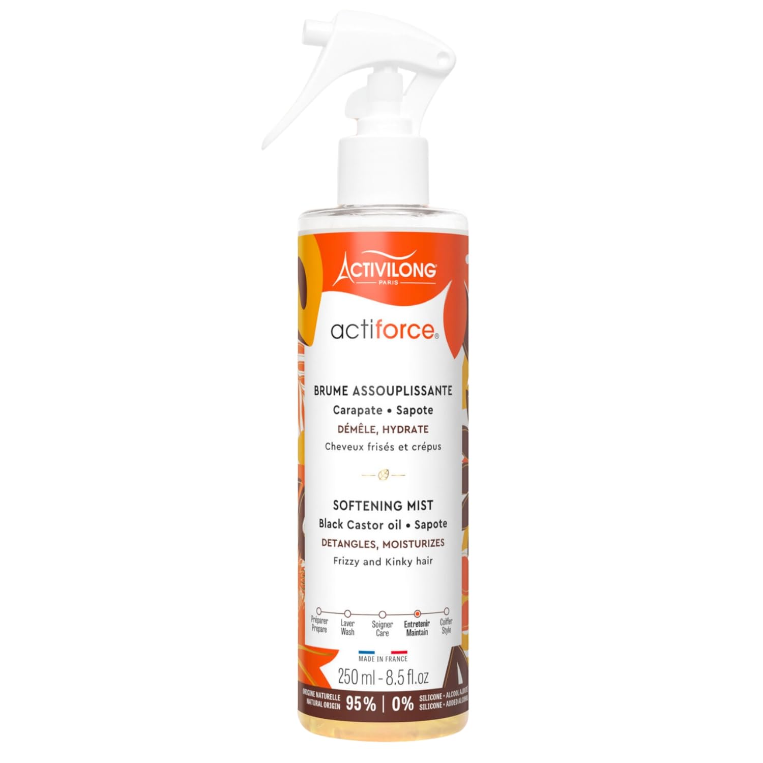 Activilong Actiforce Softening Mist – Detangles and Softens Hair Without Weighing It Down – Infused with Black Castor Oil and Sapote – Hydrate,