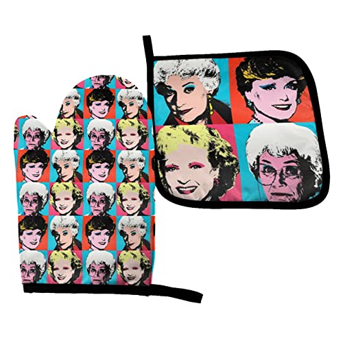Novelty Oven Mitt And Pot Holders Set Kitchen Heat Resistant Cooking Baking Grilling And Bbq Decorative Baking Kitchen Gift #TOP5