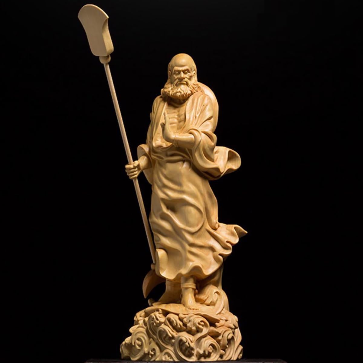 Amazon｜神像 達磨大師立像 高級天然ツゲ木彫り達磨像 木製仏像 神像