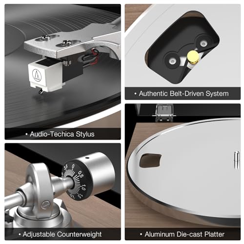 Image of Turntables Record Player with Wireless Output Connectivity Vinyl Player Belt-Drive Support 33 45 RPM Speed Phono Line USB Digital to PC Recording with Advanced MM Cartridge ATN3600L Light Brown