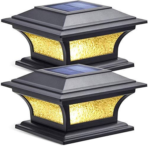 Siedinlar Solar Luz de Tapa de Poste Luz Solar Exterior Luz LED 2 Modos Vidrio Impermeable para Jardín Valla Terraza 4x4 5x5...
