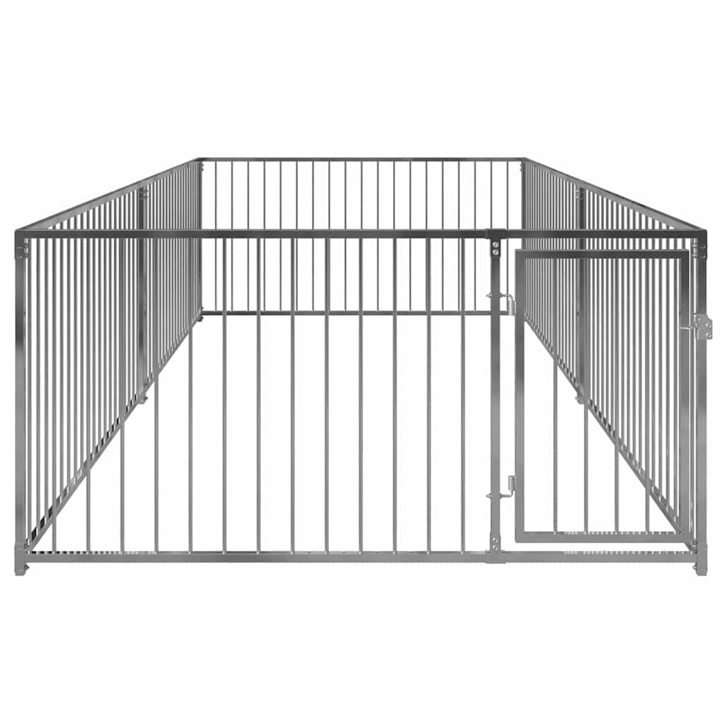 Perrera de acero para exteriores, 200 × 400 × 100 cm, con puerta con cierre para cachorros, perros, jardín, entrenamiento, protección y seguridad en el recinto al aire libre o en interiores