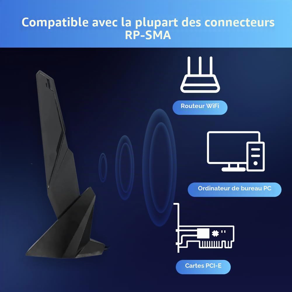 Antenne SMA WiFi 6e 2T2R 2,4 G/5 G double bande pour GIGABYTE AORUS Z390 Z490 Z590 X470 X570 X570S X570I H470 B460 H470I B450 B550 B560 B560 B560 0I AORUS PRO AX X299X