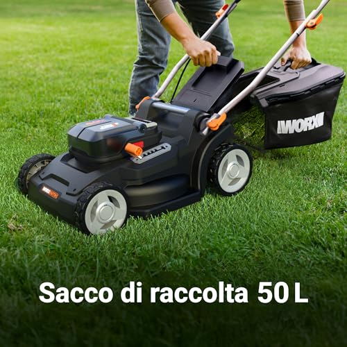 WORX WG745E Accugrasmaaier 40V, 41cm maaibreedte, 50L grasopvangbak (krachtige borstelloze motor, 6 maaihoogte-instellingen (25-80 mm), Intellicut technologie, incl. 2 x 4 Ah accu en oplader - Afbeelding 4