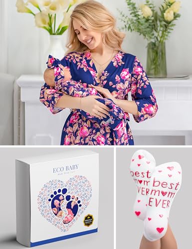 Image of Mommy and Me Robe and Swaddle Set | Maternity Robe Matching Baby Girl, Boy