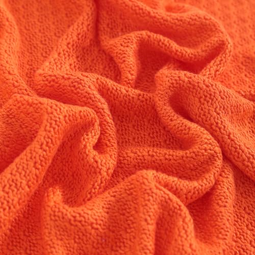 Image of NTBAY Rayon Derived from Bamboo Knit Throw Blanket, 51 x 67, Orange | Breathable Cable Knit Throw Made with Rayon Derived from Bamboo, Soft Cooling Bed Throws for Sofa, Bed, Reading, and Travel