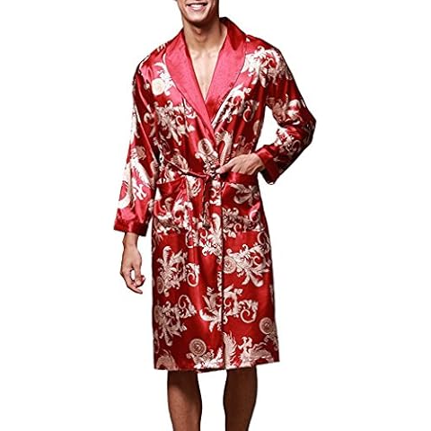 VERNASSA Men's Satin Kimono Bathrobe Cover