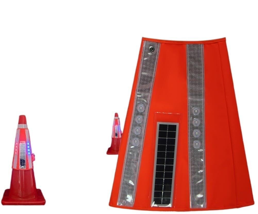 Cubierta de cono de carretera emisor de luz LED con cuentas de luz, cono reflectante solar for construcción nocturna y mantenimiento de carreteras, 1 unidad | [](Big)