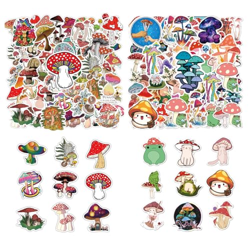 UOPJDD 100 Pezzi Di Adesivi Di Funghi Di Cartoni Animati, Multicolor, Indoor, Rettangolare, Irregolare, 100 Pezzi, Per Album Di Ritagli, Vetro, Plastica, Metallo, Legno, Muro