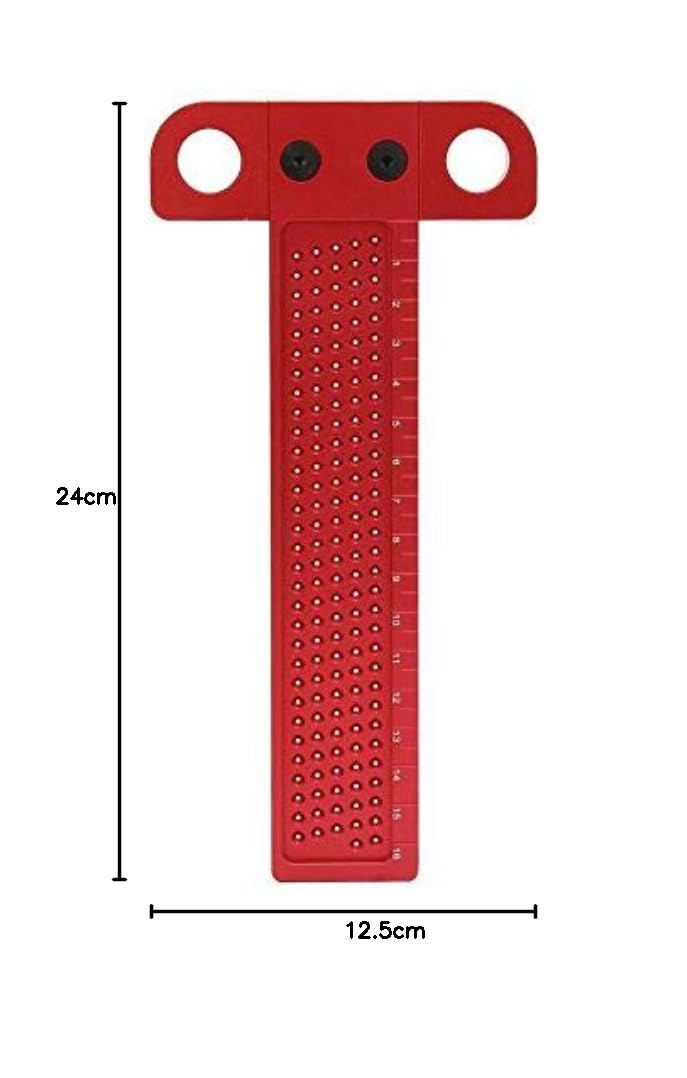 Tタイプ 木製メジャー 定規 四角定規 精密 木工 スクライバー 大工 マーキングツール アルミニウム合金定規 測定ツール(T-16