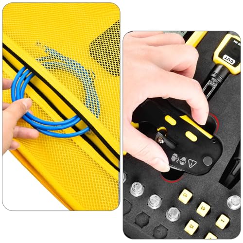Image of Case Compatible with Klein Tools VDV501-851 VDV500-123 VDV226-110 VDV427-300. Storage Carrying Travel Holder for Cable Tester for Scout Pro 3 / Tracer Probe /Wire Stripper and Accessories- Yellow Zipper