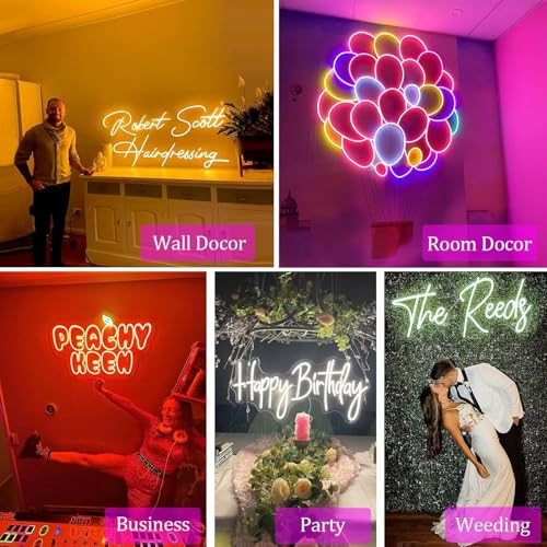 Image of SIGNCLUBS Custom LED Neon Signs with Dimmer, Waterproof Personalized Name Logo Text Light Up Sign, 10 inch-45 inch Customizable Acrylic Wall Decor Light for Indoor Outdoor Wedding Birthday Bar Bedroom Party Gifts