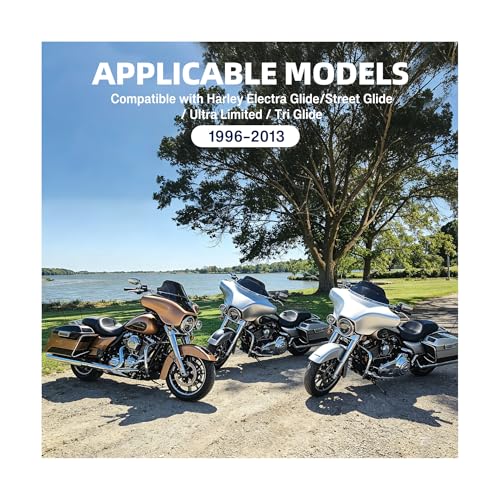 Image of DREAMIZER Wave Windshield Windscreen,Specific Fit Motorcycle Windshield, PC Wind Deflector Compatible with Harley Touring Electra Street Tri Glide 1996-2013 (Black 8inch)