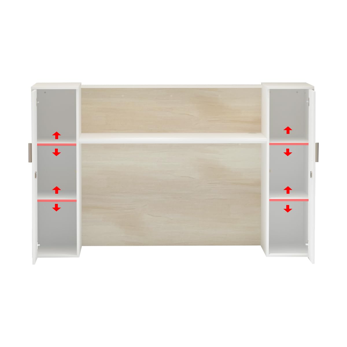 Banco reception, banconi per reception grandi, reception tavolo bancone con ripiani regolabili, banco reception ufficio bancone, colore legno e bianco, 180 X 60 X 110 cm, MDF