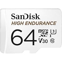 SanDisk HIGH ENDURANCE Video Monitoring for Dashcams & Home Monitoring 64 GB microSDXC