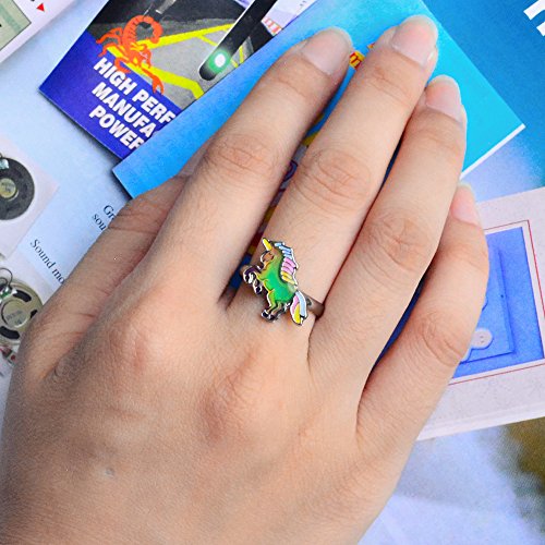 Fairy Tale Cute Unicorn Color Change Mood Ring For Girls Size Adjustable3
