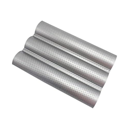 Plats à Four Poêle de pain perforé antiadhésif perforé cuisson cuisson cuisson cuisson grille-pain grille-pain plateau en acier d'argent (Color : Sliver 3 loaf)