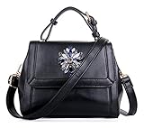 Reißverschluss Longzibog Einfache und Modedesign. Nie aus der Mode. 2016 Neue Simple Style Fashion Tote Top Handle Schulter Umhängetasche Satchel Schwarz