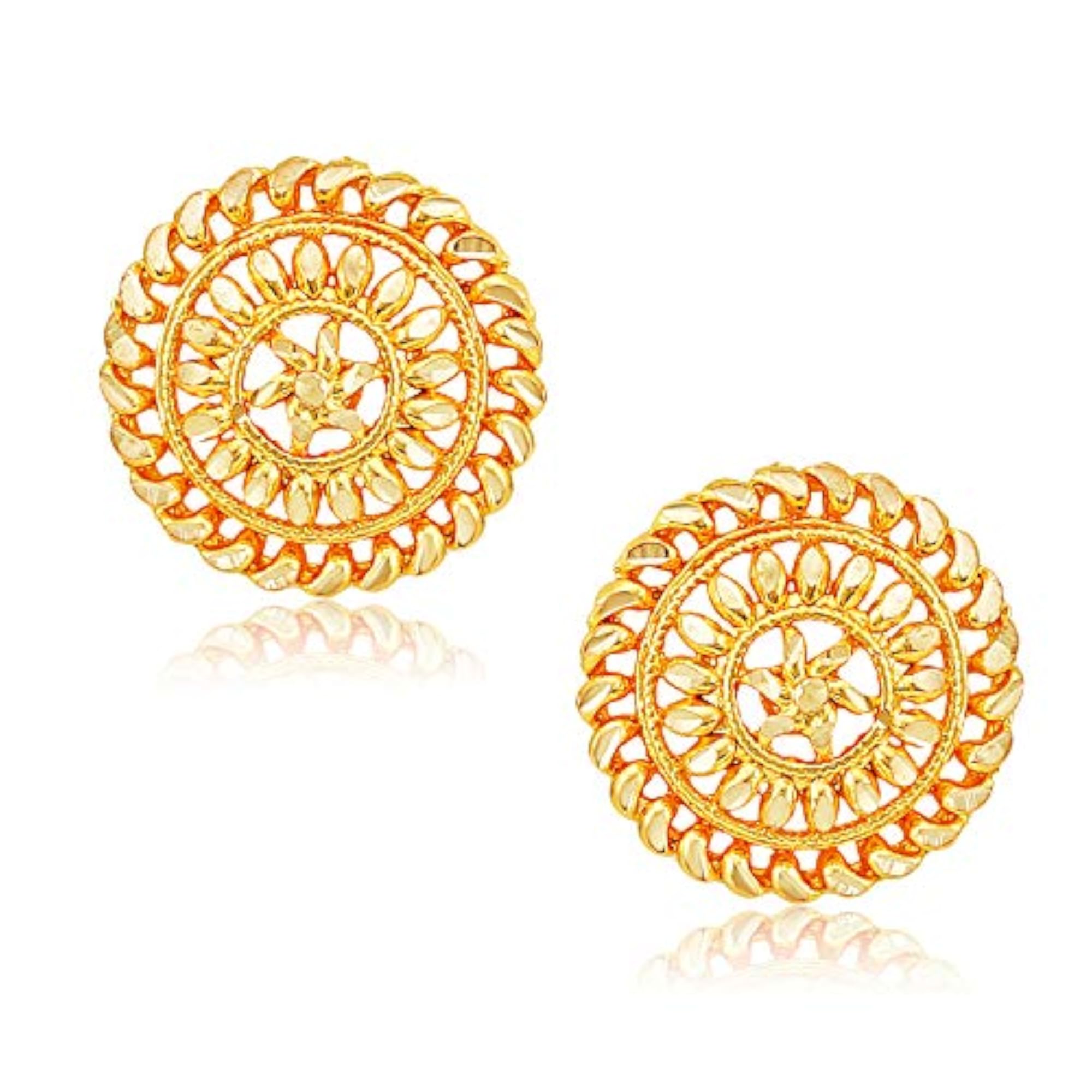 Shimmering Plated Clip-On Bucket Chand Bali & Screw Stud Earring Combo