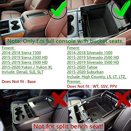 EDBETOS Center Console Secret Compartment Cover and Full-Size Center Console Organizer Compatible with GMC Sierra 1500/Chevy Silverado 1500 2014-2018, Sierra/Silverado 2500/3500 HD 15-19
