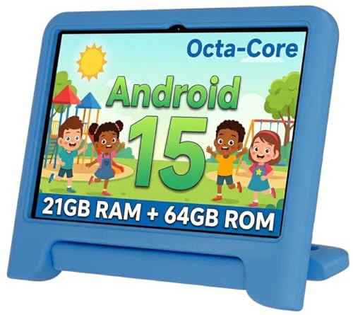 Android 15 Kids Tablet 10.1 Inch, Octa-Core Processor, Case Included,Blue