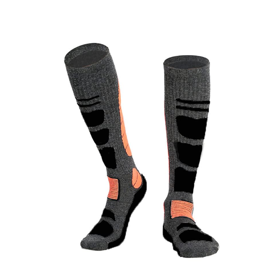 1 Pair Merino Wool Thermal Socks Men Women Winter Long Warm Compression Socks for Ski Hiking Snowboarding Sports Socks (Gray, L)