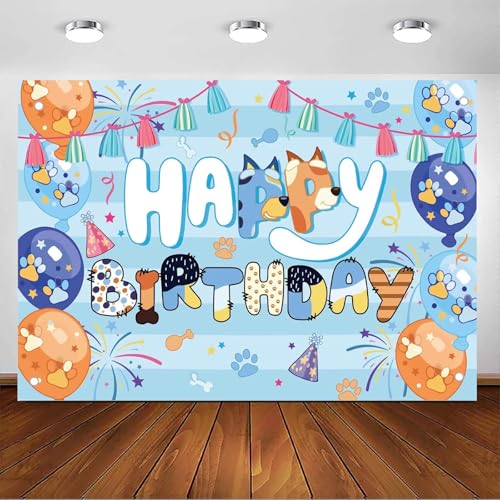 Fondo Fotográfico Azul con Perro para Cumpleaños 5x3ft miniatura 2