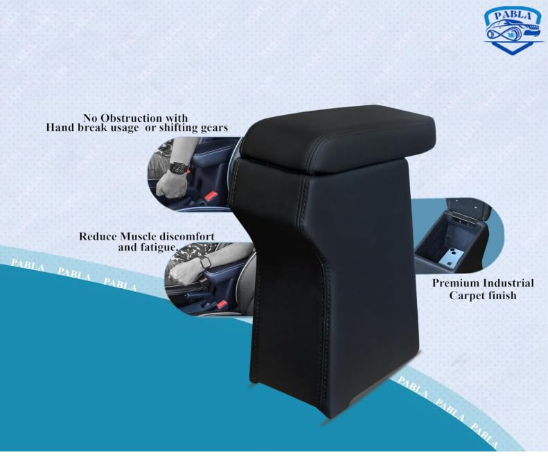 Image of Pabla Enterprises 2.0 High-End Car Center Armrest with Storage Compartment | Premium Comfort & Strong Build | Easy Installation Arm Rest Console Box for Ford Aspire Freestyle New Figo 2018+ - Black