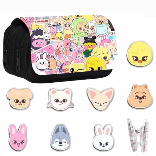 YiJee Stray-K Trousse en Toile avec 7 classeurs SKZOO, Fans de Kpop, Coffret Cadeau Stray-K