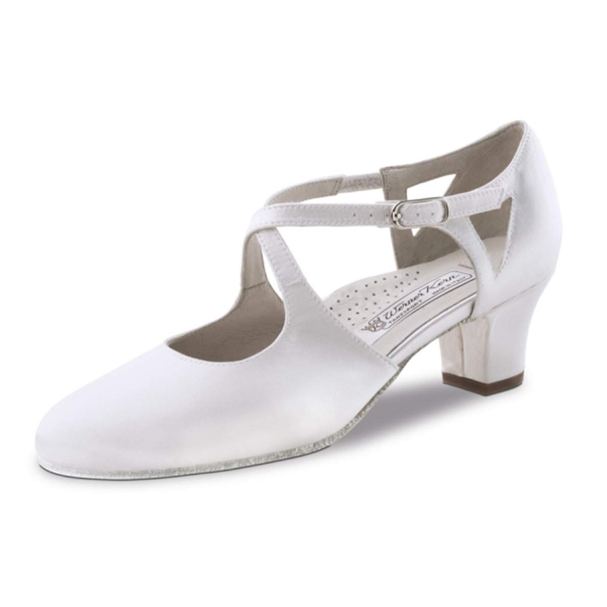 Werner Kern Brautschuhe Gala 4,5 LS Comfort - Satin Weiß - für breite Füße - 4,5 cm Cuban Absatz - Rauledersohle - Made in Italy