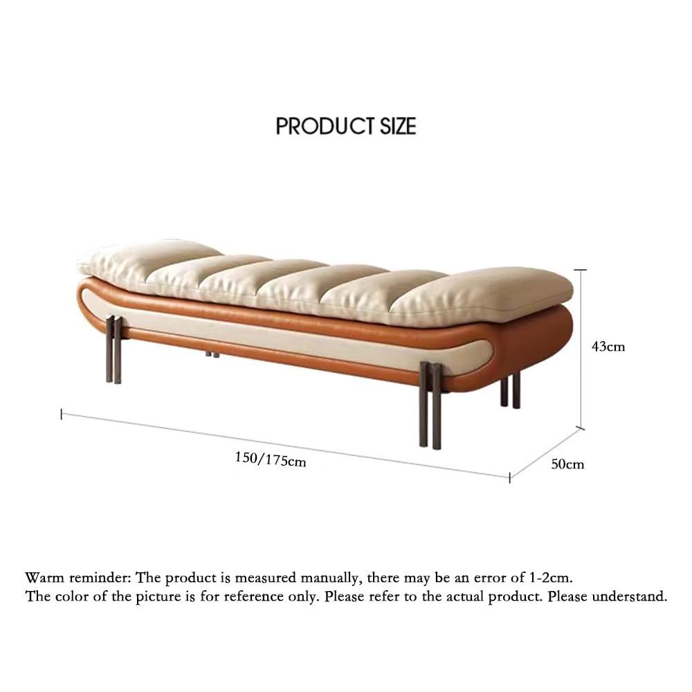 Nowoczesny lekki luksusowy stolik nocny, podnóżek, taboret na ubrania, sofa do łóżka, mała sofa wypoczynkowa, dekoracyjna ławka na buty (pomarańczowy, średni)