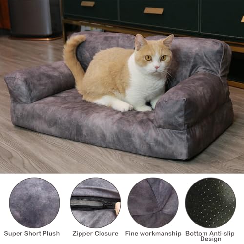 Cat Couch, Pet Bed for Medium Small Cats and Dogs, Soft Calming Puppy Sleeping Bed, Removable Washable Cover and Non-Slip Bottom - Image 3