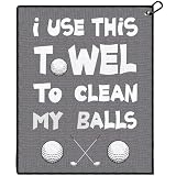 Solvora Funny Golf Towel, Funny Golf Gifts Golfers for Any Golf Fan, Golf Accessories for Men Dad Husband, Golf Stuff Inted Golf Towel with Clip - I USE This Towel to Clean My Balls(Gray