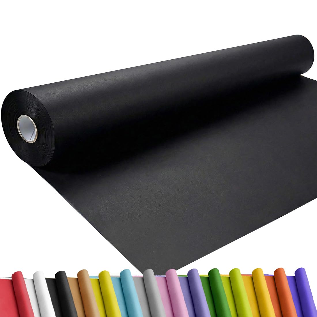 SMART&amp;CASUAL 48" x 1,500" (125') Black Kraft Craft Paper Roll for Gift Wrapping Bulletin Board Bouquet Flower Art Packing Parcel Table Covering 80GSM 55LB (Black, 48" x 125')
