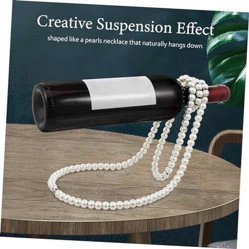 Casier à vin suspendu en fer avec support bouteille perles blanches - 7