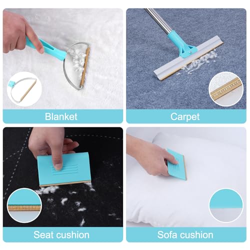 Image of Carpet Rake for Pet Hair Removal, 54-Inch Adjustable Handle, Aluminum Alloy Deep Cleaner, Reusable Cat & Dog Hair Remover for Couches, Rugs, Mats, Fabric Furniture
