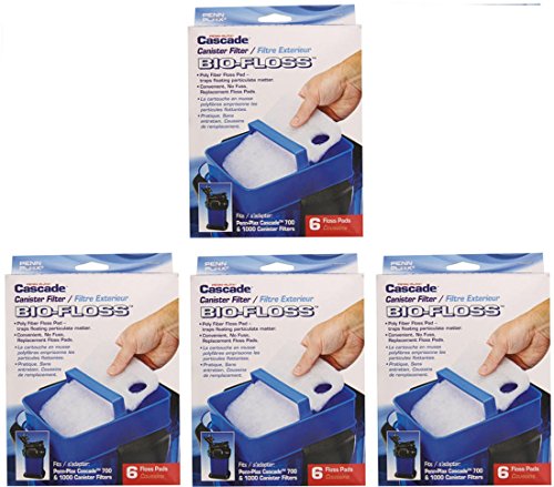 Penn Plax Cascade 700/1000 GPH Floss Pads, 24 Pads Total (4 Packs with 6 Pads in Each Pack)