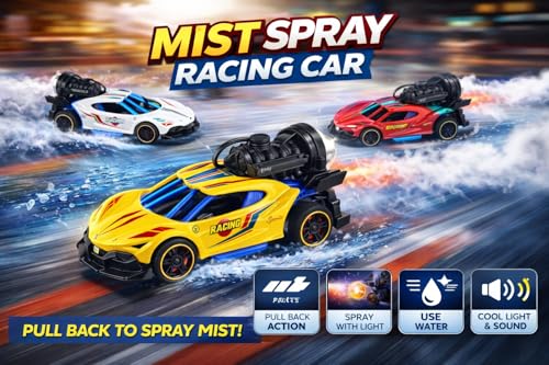 Image of PRIME DEALS Exclusive Alloy Metal Die-Cast Street Racing Car 1:36 Model Car with Mist Smoke Spray Pull Back Die-cast Car Diecast Toy car with Light Music for Kids (Multi Color)