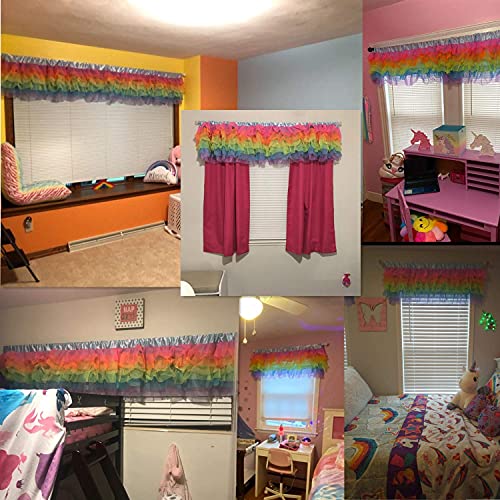 Rainbow Valances Girls Tulle Unicorn Valance For Kids Room Baby Nursery Girl Bedroom Window 52" × 16" #TOP2