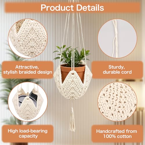 MINGBOLIN Makramee Blumenampel Set 95cm 2Stk Baumwollseil – Bild 3