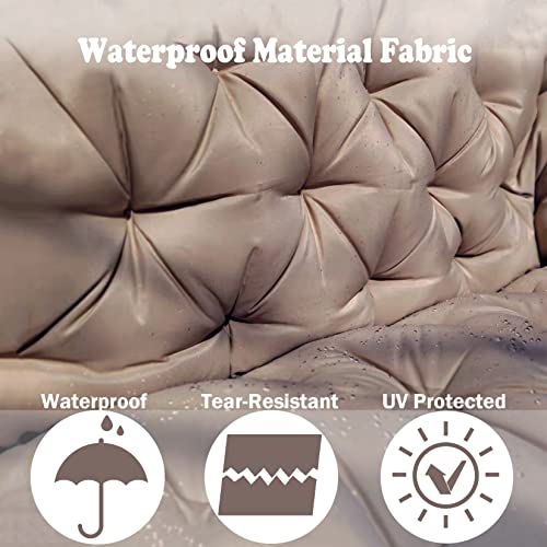 Sauqzoh Swing Replacement Cushions With Backrest, 2-3 Seater Waterproof Bench Pad Cushions, Thicken 4" Outdoor Swing Cushions, For Garden Patio Furniture Loveseat Bench Cushions (Khaki 60X40 Inch) #TOP2