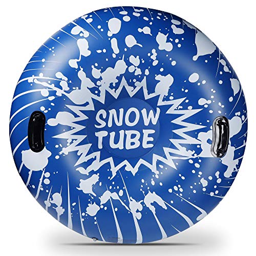 Glintoper Winter Snow Tube for Sledding, Inflatable Snow Sled for Kids and Adults, 42 Inch Heavy Duty Snow Tubes with Strong Handles, Wear-Resistant Material & Thickening Freeze-Proof
