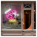Enseigne au néon ouverte pour animaux de compagnie, enseigne au néon ouverte pour animalerie, enseigne de toilettage pour animaux de compagnie, enseigne pour salon d'animaux de compagnie, enseigne de bienvenue pour animalerie.