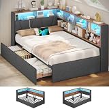 AOGLLATI Polsterbett Schlafsofa 90x200 mit Stauraum(Grau...
