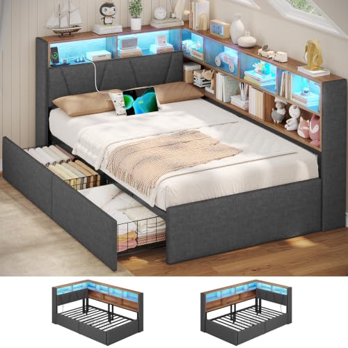 AOGLLATI Polsterbett Schlafsofa 90x200 mit Stauraum(Grau, 90x200cm)