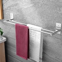 Taozun 24-Inch Bathroom Towel Bar Self Adhesive Double Towel Rack SUS304 Stainless Steel Towel Holder Towel Rail Stick on Wall